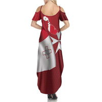 Malta Independence Day Family Matching Summer Maxi Dress and Hawaiian Shirt National Flag with Maltese Cross and Emblem
