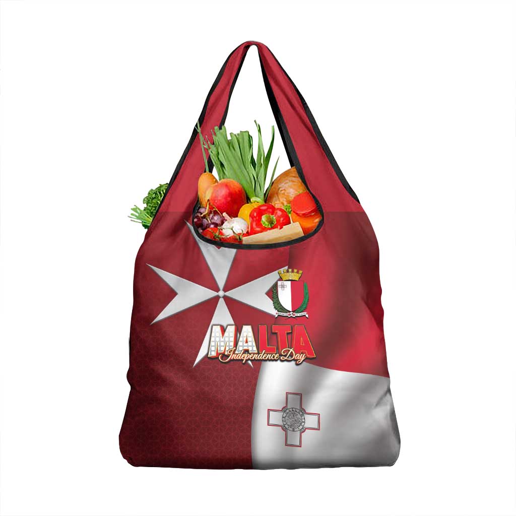 Malta Independence Day Grocery Bag National Flag with Maltese Cross and Emblem
