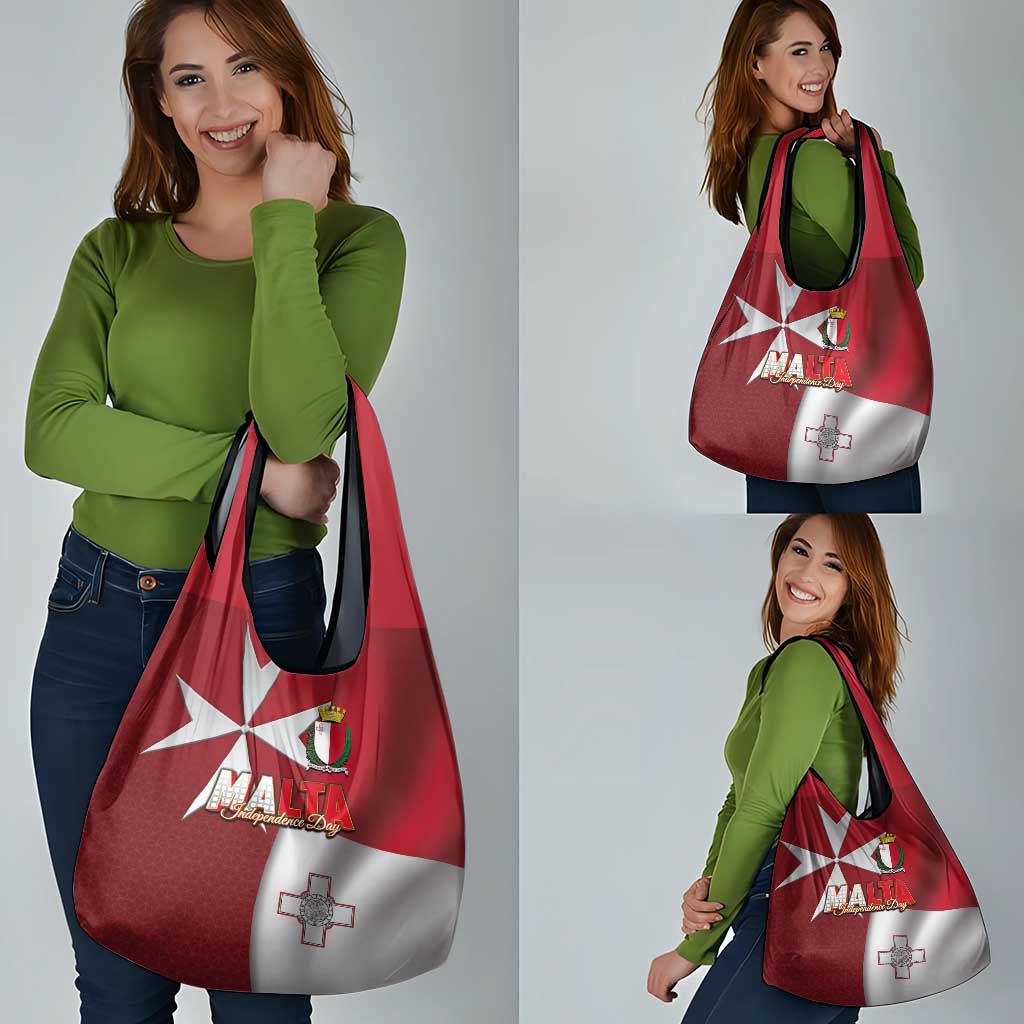 Malta Independence Day Grocery Bag National Flag with Maltese Cross and Emblem