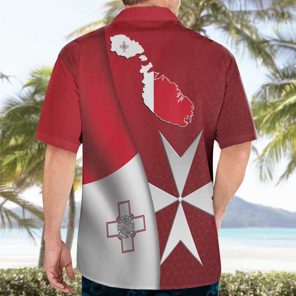 Malta Independence Day Hawaiian Shirt National Flag with Maltese Cross and Emblem