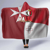 Malta Independence Day Hooded Blanket National Flag with Maltese Cross and Emblem