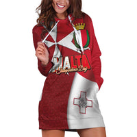 Malta Independence Day Hoodie Dress National Flag with Maltese Cross and Emblem