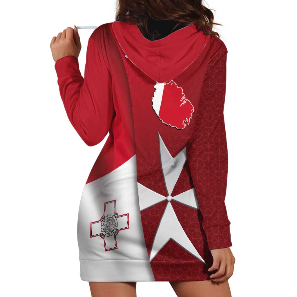Malta Independence Day Hoodie Dress National Flag with Maltese Cross and Emblem