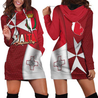 Malta Independence Day Hoodie Dress National Flag with Maltese Cross and Emblem