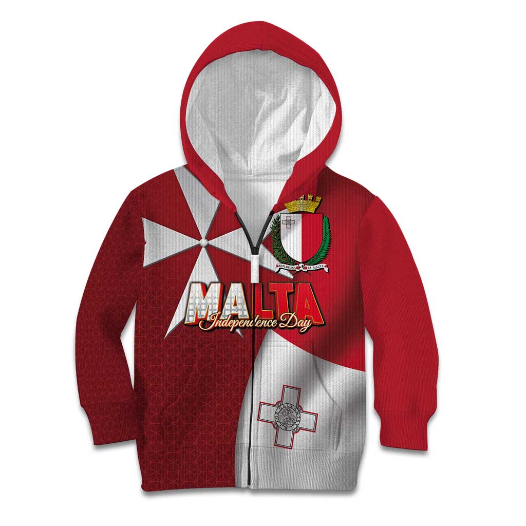 Malta Independence Day Kid Hoodie National Flag with Maltese Cross and Emblem