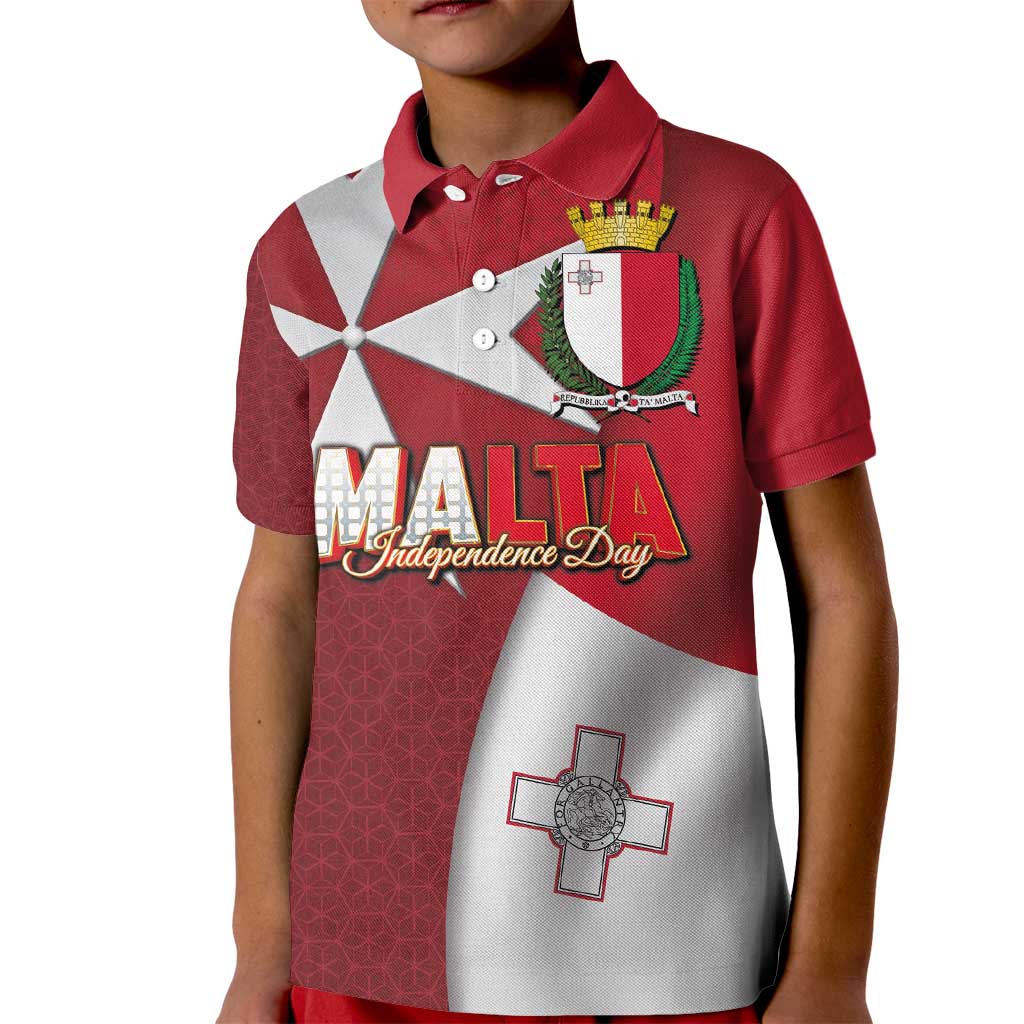 Malta Independence Day Kid Polo Shirt National Flag with Maltese Cross and Emblem