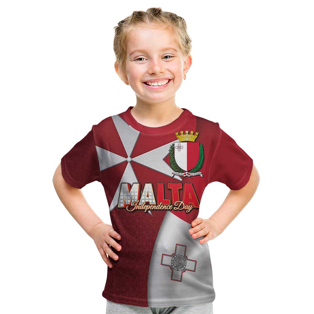 Malta Independence Day Kid T Shirt National Flag with Maltese Cross and Emblem