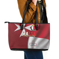 Malta Independence Day Leather Tote Bag National Flag with Maltese Cross and Emblem