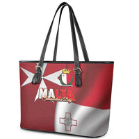 Malta Independence Day Leather Tote Bag National Flag with Maltese Cross and Emblem