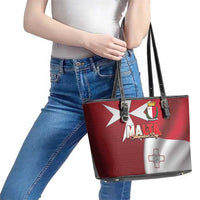 Malta Independence Day Leather Tote Bag National Flag with Maltese Cross and Emblem