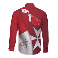 Malta Independence Day Long Sleeve Button Shirt National Flag with Maltese Cross and Emblem