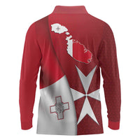 Malta Independence Day Long Sleeve Polo Shirt National Flag with Maltese Cross and Emblem