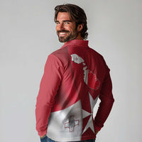 Malta Independence Day Long Sleeve Polo Shirt National Flag with Maltese Cross and Emblem