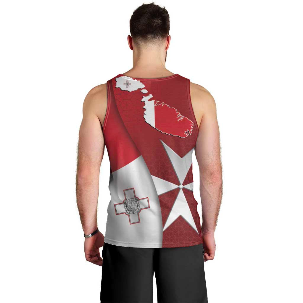 Malta Independence Day Men Tank Top National Flag with Maltese Cross and Emblem