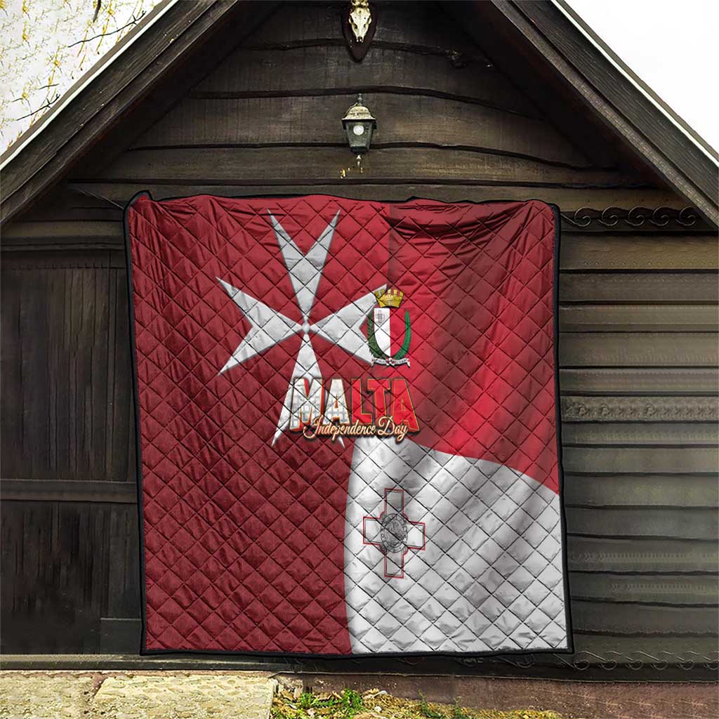 Malta Independence Day Quilt National Flag with Maltese Cross and Emblem