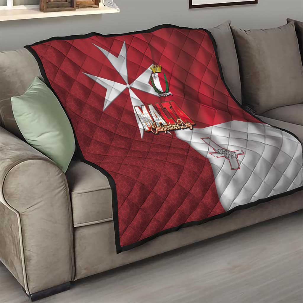 Malta Independence Day Quilt National Flag with Maltese Cross and Emblem