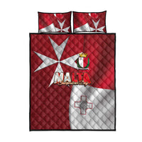Malta Independence Day Quilt Bed Set National Flag with Maltese Cross and Emblem