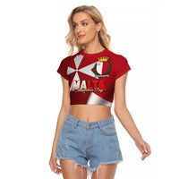 Malta Independence Day Raglan Cropped T Shirt National Flag with Maltese Cross and Emblem