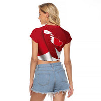 Malta Independence Day Raglan Cropped T Shirt National Flag with Maltese Cross and Emblem