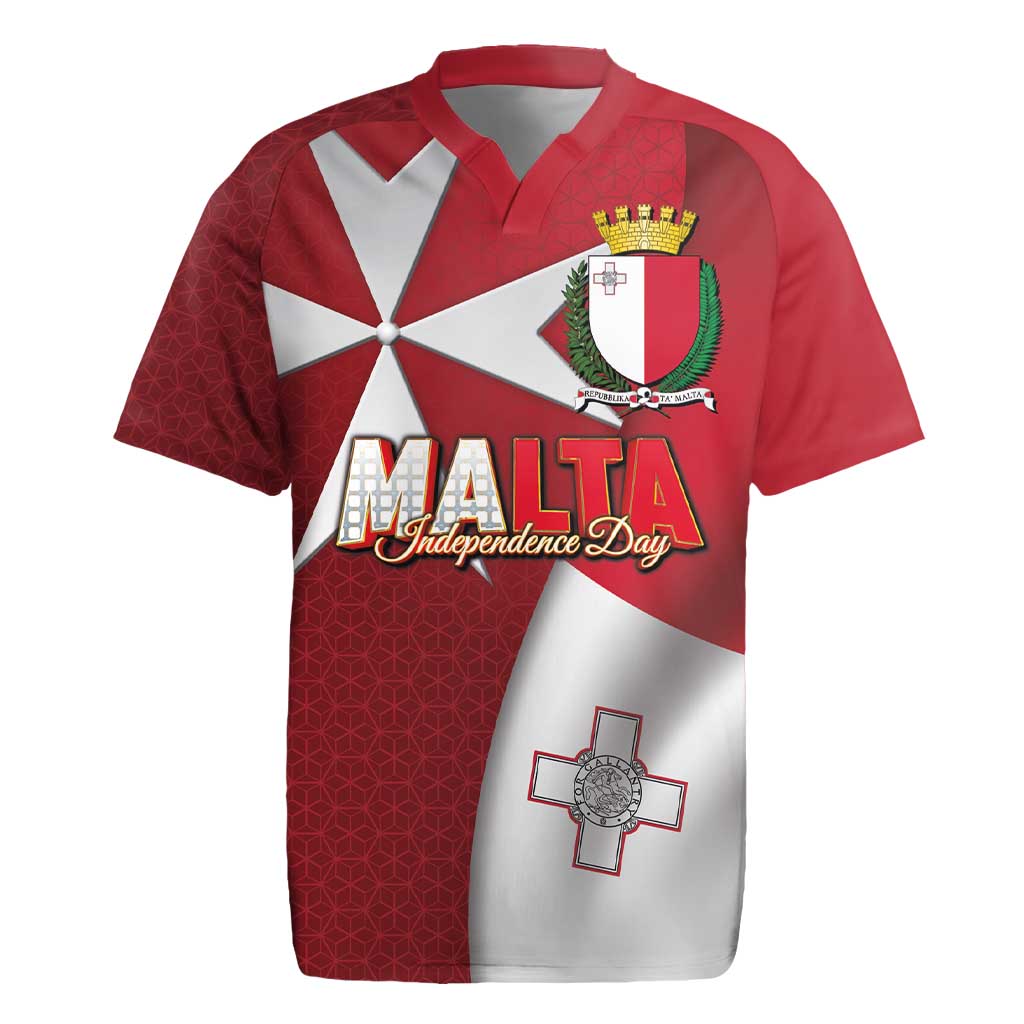 Malta Independence Day Rugby Jersey National Flag with Maltese Cross and Emblem