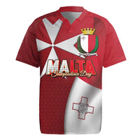 Malta Independence Day Rugby Jersey National Flag with Maltese Cross and Emblem
