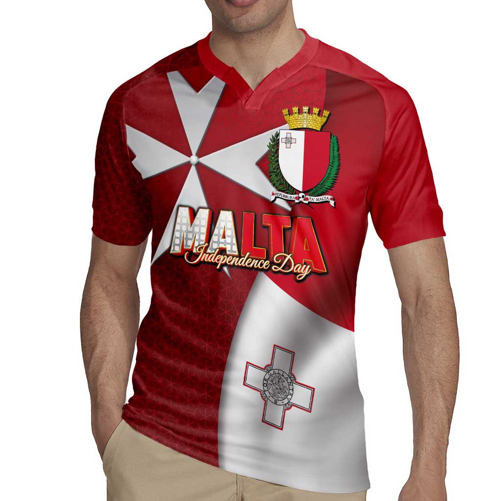 Malta Independence Day Rugby Jersey National Flag with Maltese Cross and Emblem