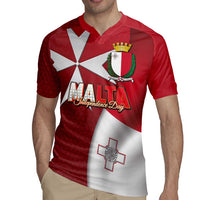 Malta Independence Day Rugby Jersey National Flag with Maltese Cross and Emblem