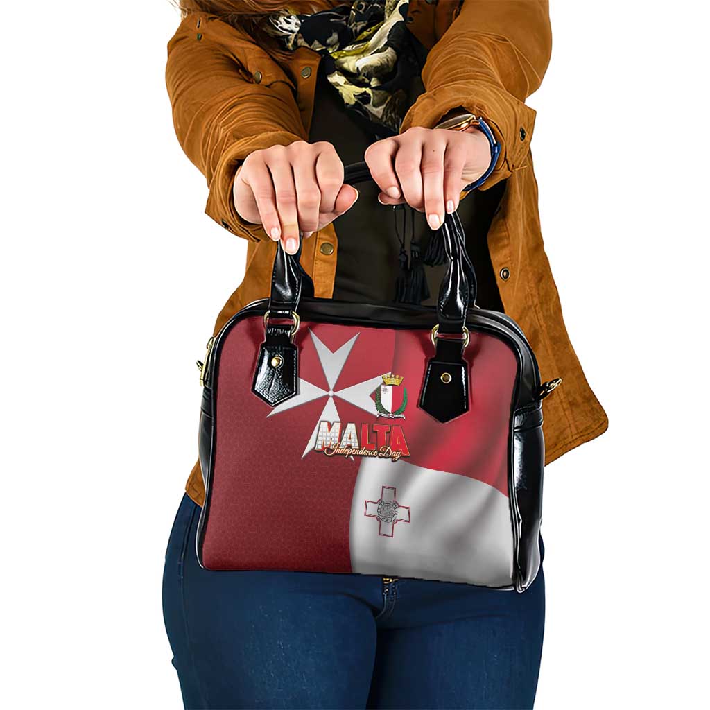 Malta Independence Day Shoulder Handbag National Flag with Maltese Cross and Emblem