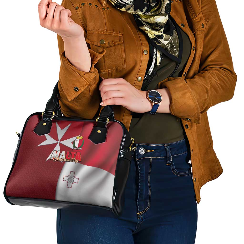 Malta Independence Day Shoulder Handbag National Flag with Maltese Cross and Emblem