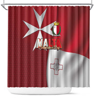 Malta Independence Day Shower Curtain National Flag with Maltese Cross and Emblem
