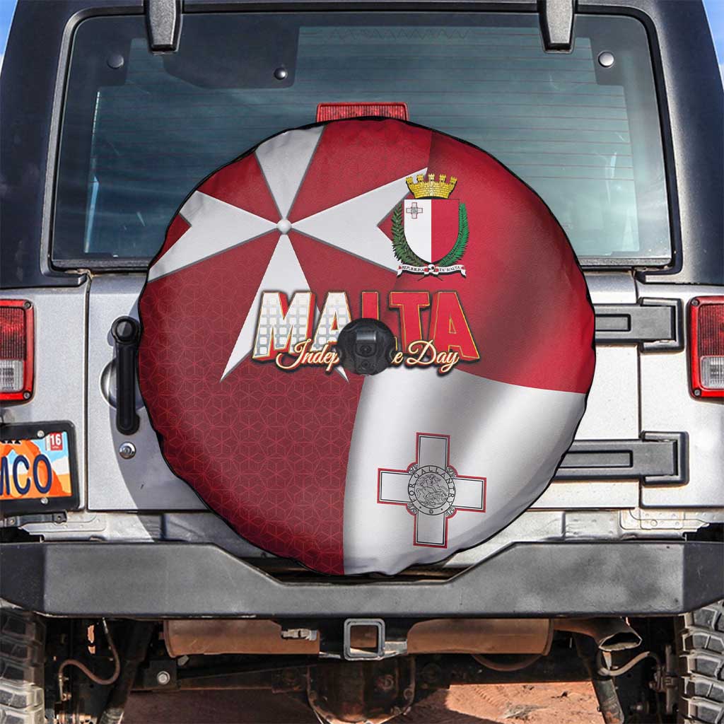 Malta Independence Day Spare Tire Cover National Flag with Maltese Cross and Emblem