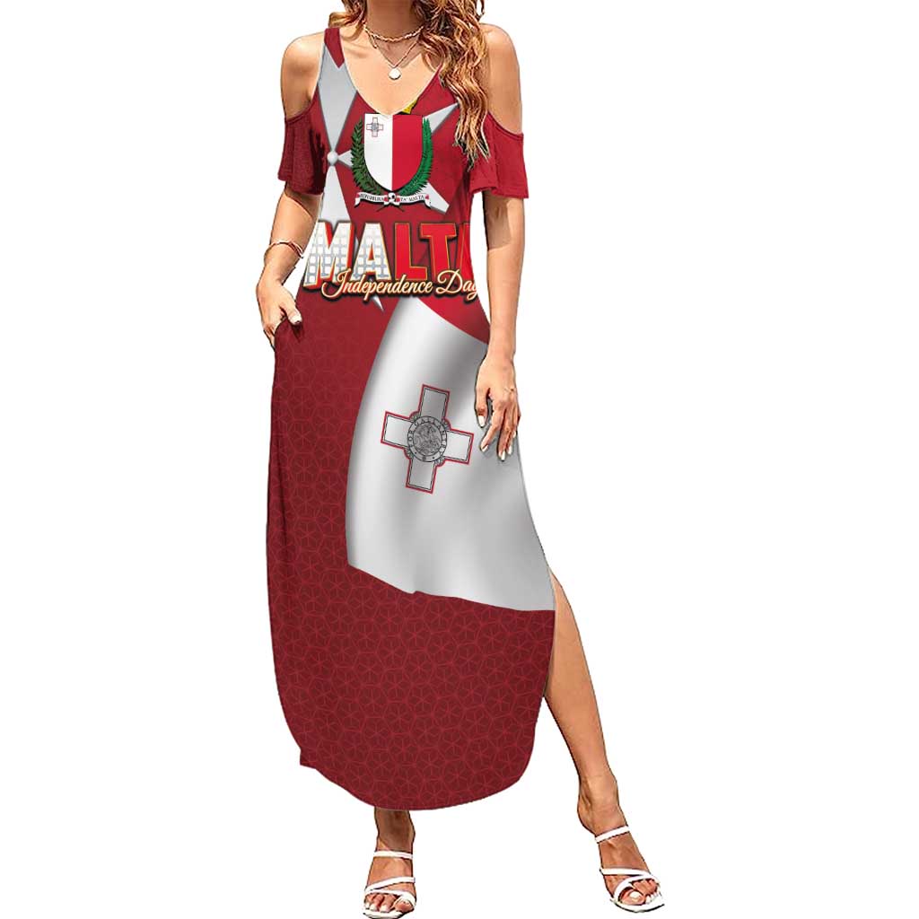 Malta Independence Day Summer Maxi Dress National Flag with Maltese Cross and Emblem