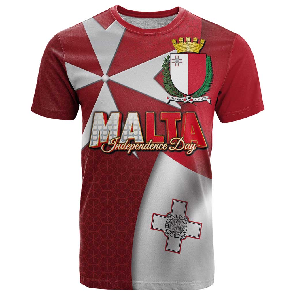 Malta Independence Day T Shirt National Flag with Maltese Cross and Emblem