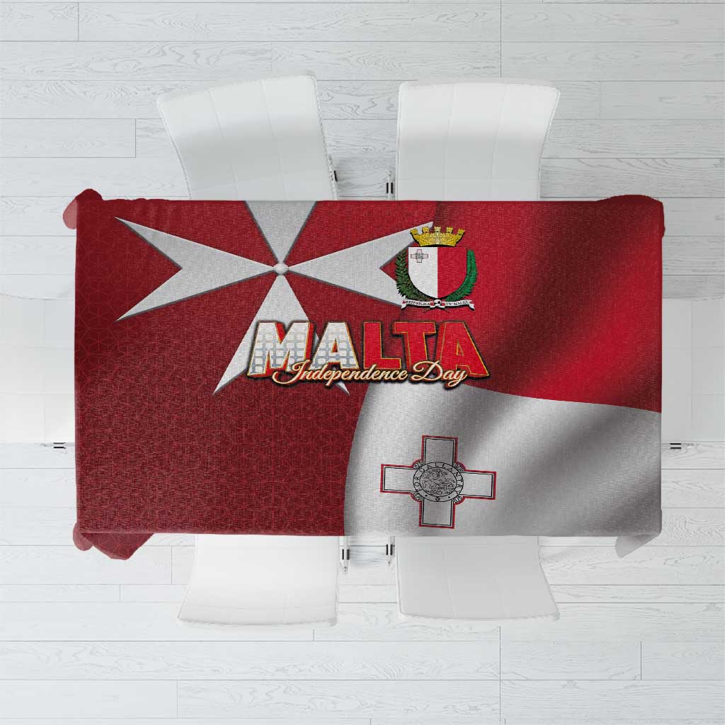 Malta Independence Day Tablecloth National Flag with Maltese Cross and Emblem