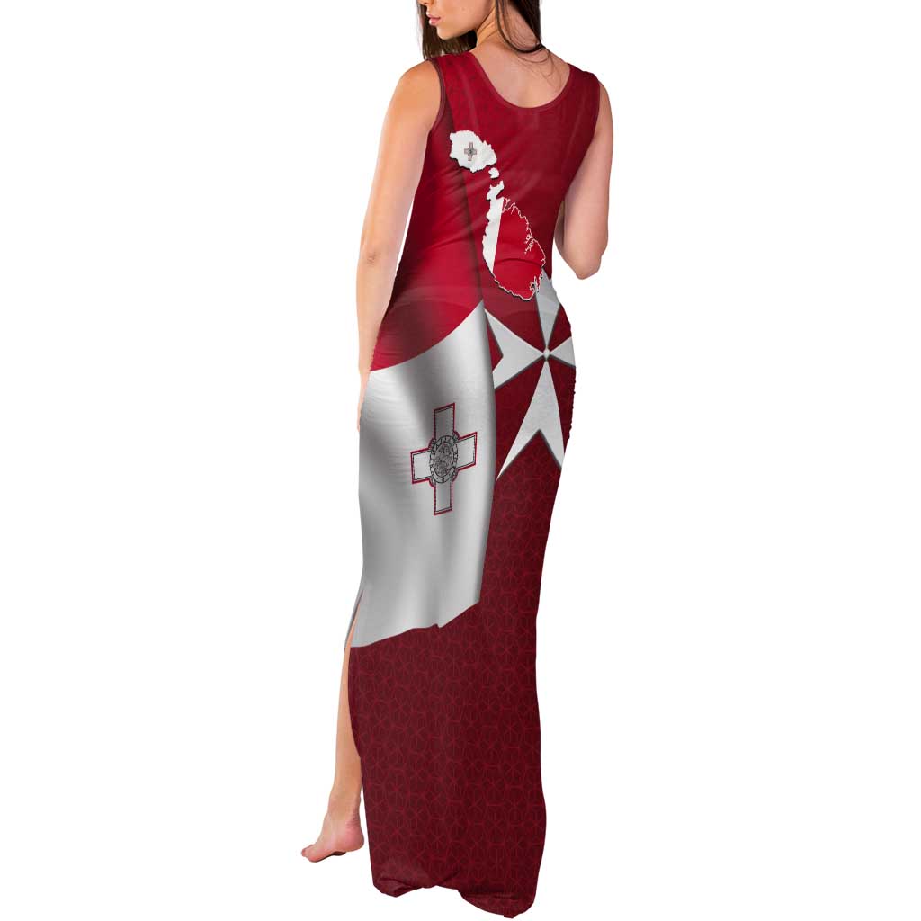 Malta Independence Day Tank Maxi Dress National Flag with Maltese Cross and Emblem