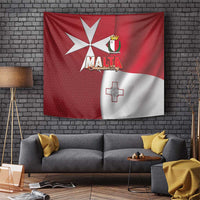 Malta Independence Day Tapestry National Flag with Maltese Cross and Emblem