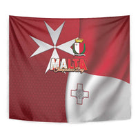 Malta Independence Day Tapestry National Flag with Maltese Cross and Emblem
