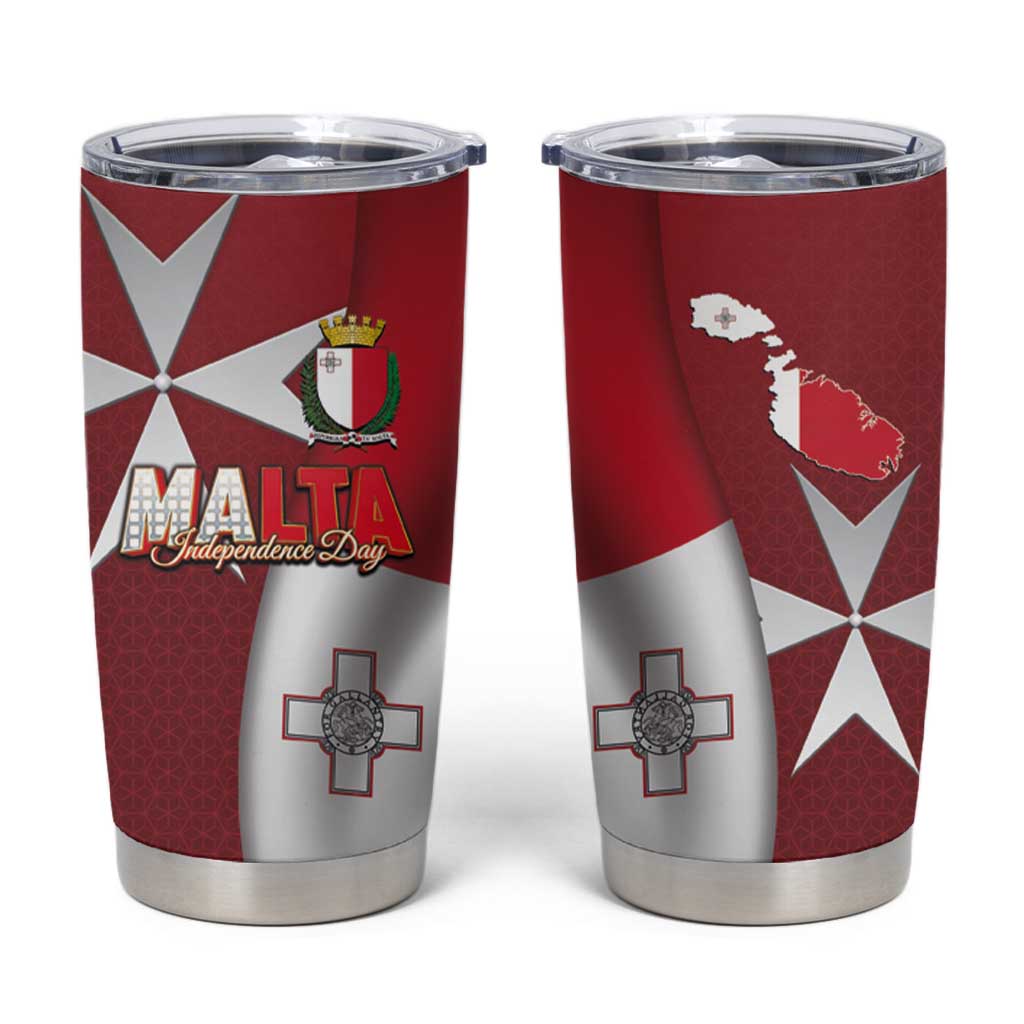 Malta Independence Day Tumbler Cup National Flag with Maltese Cross and Emblem