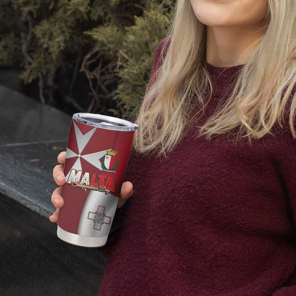 Malta Independence Day Tumbler Cup National Flag with Maltese Cross and Emblem