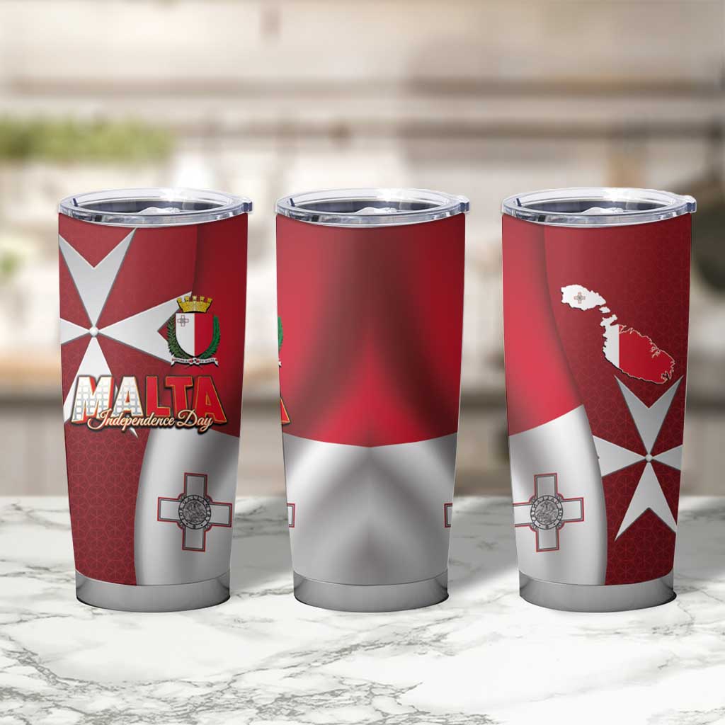 Malta Independence Day Tumbler Cup National Flag with Maltese Cross and Emblem