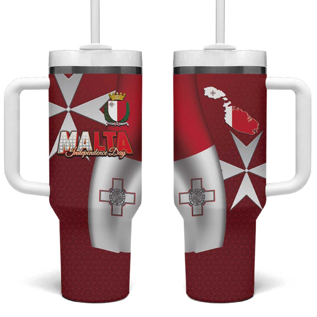 Malta Independence Day Tumbler With Handle National Flag with Maltese Cross and Emblem