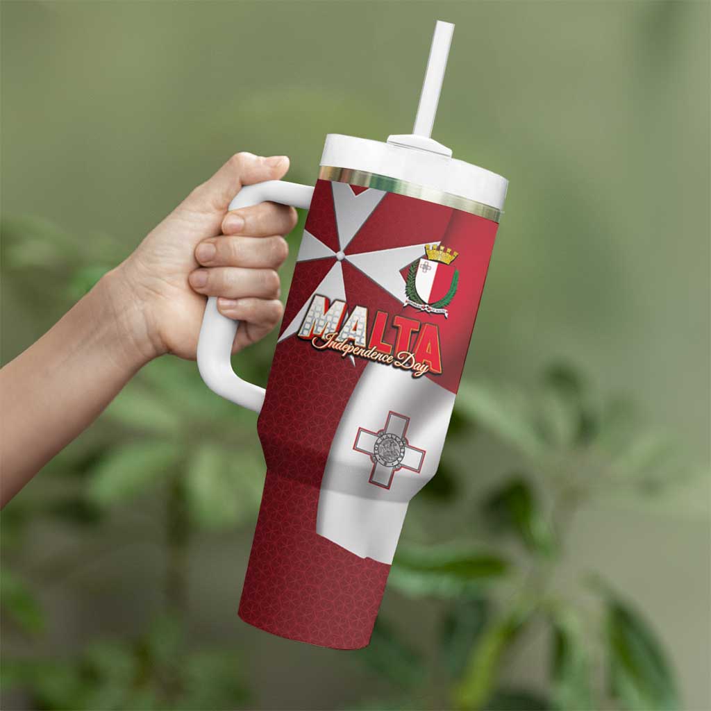 Malta Independence Day Tumbler With Handle National Flag with Maltese Cross and Emblem