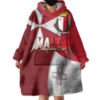Malta Independence Day Wearable Blanket Hoodie National Flag with Maltese Cross and Emblem