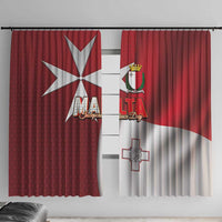 Malta Independence Day Window Curtain National Flag with Maltese Cross and Emblem