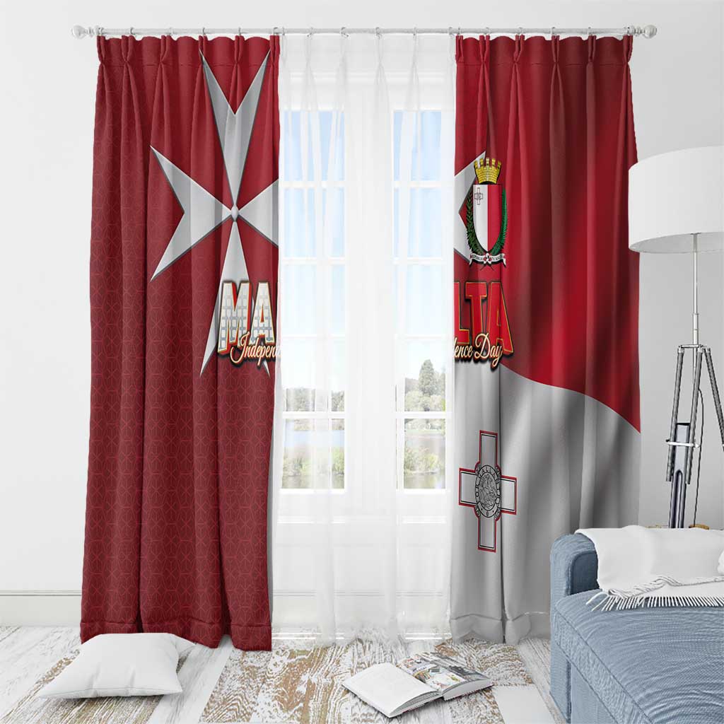 Malta Independence Day Window Curtain National Flag with Maltese Cross and Emblem