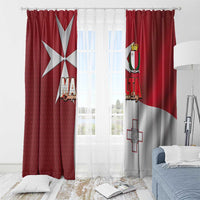 Malta Independence Day Window Curtain National Flag with Maltese Cross and Emblem