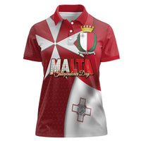 Malta Independence Day Women Polo Shirt National Flag with Maltese Cross and Emblem