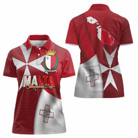 Malta Independence Day Women Polo Shirt National Flag with Maltese Cross and Emblem
