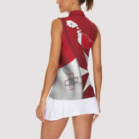 Malta Independence Day Women Sleeveless Polo Shirt National Flag with Maltese Cross and Emblem
