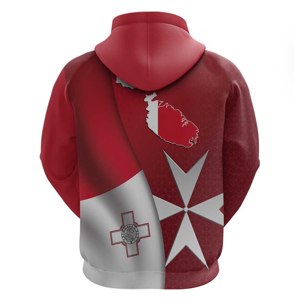 Malta Independence Day Zip Hoodie National Flag with Maltese Cross and Emblem